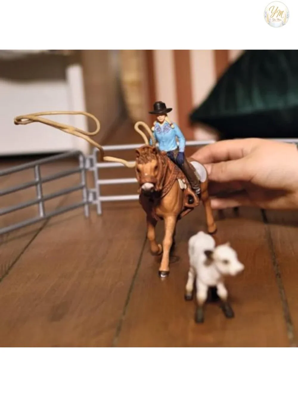 Schleich Farm World Cowgirl Roping Fun Playset – 9 Piece Toy Figures